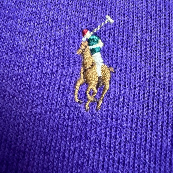 Polo Ralph Lauren Estate Rib Quarter Zip Pullover Sweatshirt Mens XL Purple - Picture 7 of 10